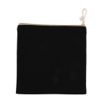 Neceser de doble cara de algodón y yute con cremallera dorada color natural vista detalle 2