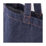 Bolsa de denim y algodón reciclado con asas largas 250g/m2 color azul vaquero tercera vista
