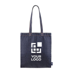 Bolsa de denim y algodón reciclado con asas largas 250g/m2 color azul vaquero vista principal