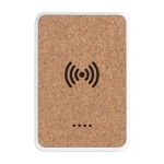 Powerbank y cargador inalámbrico reciclado con detalles de corcho 5W color blanco segunda vista