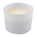 Vela de cera vegetal y parafina con 3 mechas en tarro de vidrio color blanco primera vista