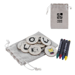 Set de juego de memoria con fichas de madera para colorear vista principal