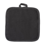 Agarrador de cocina de algodón reciclado con cinta para colgar color negro segunda vista