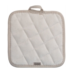 Agarrador de cocina de algodón reciclado con cinta para colgar color natural primera vista