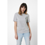 Camiseta personalizada algodón reciclado y orgánico 180 g/m2 Iqoniq Manuel color gris claro jaspeado segunda vista con logo