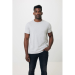 Camiseta personalizada algodón reciclado y orgánico 180 g/m2 Iqoniq Manuel color gris claro jaspeado cuarta vista con modelo