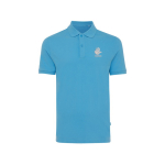 Polo de piqué regular fit de algodón eco 220 g/m2 Iqoniq Yosemite color azul cian vista con logo
