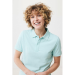 Polo de piqué regular fit de algodón eco 220 g/m2 Iqoniq Yosemite color verde menta quinta vista con modelo