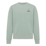Sudadera oversize de algodón eco 340 g/m2 Iqoniq color verde oliva vista con logo