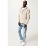 Sudadera con cremallera de algodón eco slim fit 340 g/m2 Iqoniq color marrón claro vista con modelo