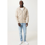 Sudadera con cremallera de algodón eco slim fit 340 g/m2 Iqoniq color marrón claro segunda vista con modelo