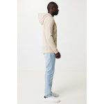 Sudadera con cremallera de algodón eco slim fit 340 g/m2 Iqoniq color marrón claro tercera vista con modelo