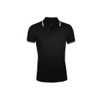 Polo bicolor de algodón para hombre 200 g/m2 SOL'S Pasadena color blanco/negro cuarta vista