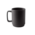 Taza de cerámica con acabado mate y asa grande rectangular 330ml color negro primera vista