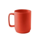 Taza de cerámica con acabado mate y asa grande rectangular 330ml color rojo primera vista