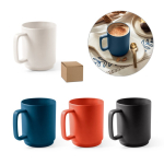 Taza de cerámica con acabado mate y asa grande rectangular 330ml varios colores