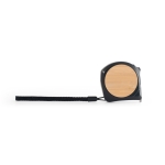 Cinta métrica de ABS reciclado y bambú con freno y muñequera 5M color negro primera vista