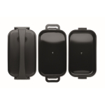 Fiambrera doble piso de PP reciclado con tapa hermética 800ml color negro septima vista