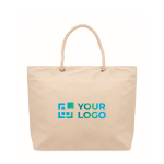 Bolsa nevera para playa de algodón lisa con asas de cuerdas 220 g/m2 vista de impresión