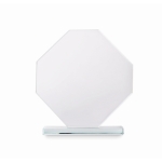 Trofeo de cristal en forma de octágono con base rectangular a juego color transparente segunda vista