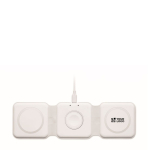 Base de carga inalámbrica plegable de ABS con 3 puntos de carga 15W color blanco vista de impresión