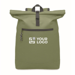Mochila de poliéster con cierre roll top para portátil 15'' color verde militar vista de impresión