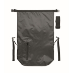 Mochila roll top impermeable de poliéster con cremallera al frente 30L color gris oscuro sexta vista
