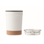 Vaso de acero inoxidable para llevar con base de corcho 300ml color blanco quinta vista