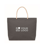 Bolsa de algodón reciclado con asas de cuerdas color natural 220 g/m2 vista de impresión