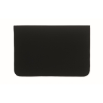 Funda de portátil 15'' algodón con cierre de botón de bambú 120 g/m2 color negro cuarta vista