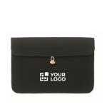 Funda de portátil 15'' algodón con cierre de botón de bambú 120 g/m2 color negro vista de impresión