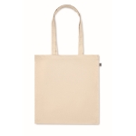 Bolsa de algodón orgánico con asas largas y fuelle 220 g/m2 color beige cuarta vista