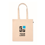 Bolsa de algodón orgánico con asas largas y fuelle 220 g/m2 vista de impresión