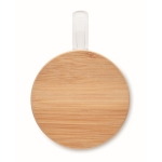 Taza de vidrio de borosilicato de doble pared con tapa de bambú 250ml color transparente cuarta vista