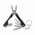 Navaja plegable multiusos de 10 funciones con linterna en estuche color negro tercera vista