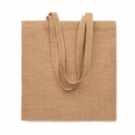 Bolsa para la compra hecha de yute con asas largas a juego color beige