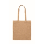 Bolsa para la compra hecha de yute con asas largas a juego color beige segunda vista