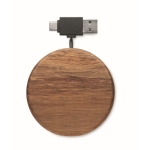 Cargado inalámbrico en forma circular de madera de acacia 15W color madera quinta vista