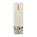 Clásico lápiz con goma de borrar presentado en papel de semillas color blanco