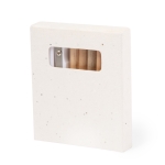 6 lápices de colores en caja de semillas con sacapuntas color natural segunda vista