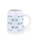 Jarra cervecera de cerámica con acabado blanco de 700ml vista principal