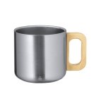 Taza doble pared de acero inox reciclado con asa de bambú 400ml cuarta vista