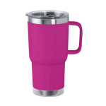 Vaso de doble pared de acero inoxidable con asa rígida 600ml color fucsia primera vista