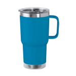 Vaso de doble pared de acero inoxidable con asa rígida 600ml color azul claro primera vista