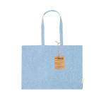 Bolsa de 100% algodón reciclado con asas largas 220g/m2 color azul claro primera vista