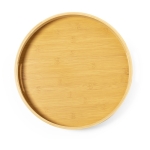 Bandeja circular para bebidas de bambú natural con doble agarre color madera primera vista