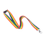 Lanyard personalizado de poliéster mulitcolor con mosquetón metálico quinta vista
