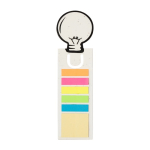 Punto de libro con forma de bombilla con regla y semillas color blanco primera vista