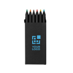 Set de 6 lápices de madera negra en estuche de cartón reciclado vista principal