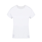 Camiseta blanca para mujer de cuello redondo 100% algodón 160 g/m2 color blanco primera vista